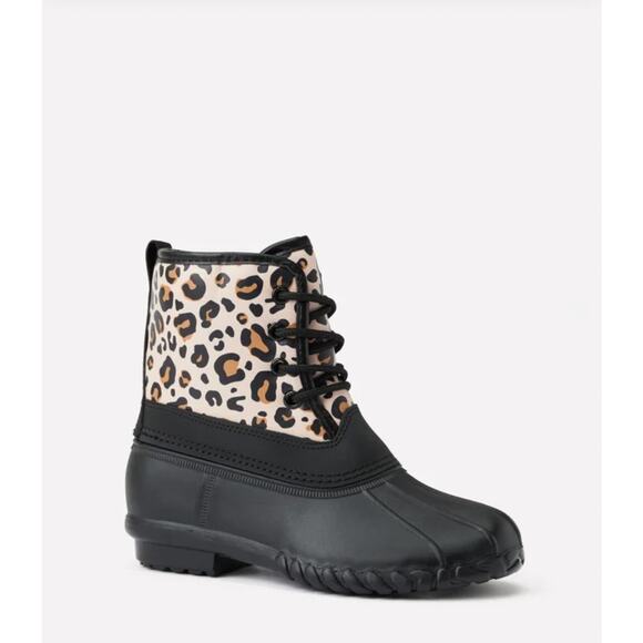 FabKids Leopard Print Snow Boots - Girls Size 3 - Picture 4 of 4